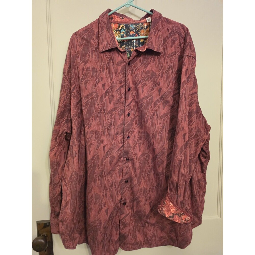 Robert Graham Shirt Mens 4XL Flip Cuff Long Sleeve Button Up Floral burgundy